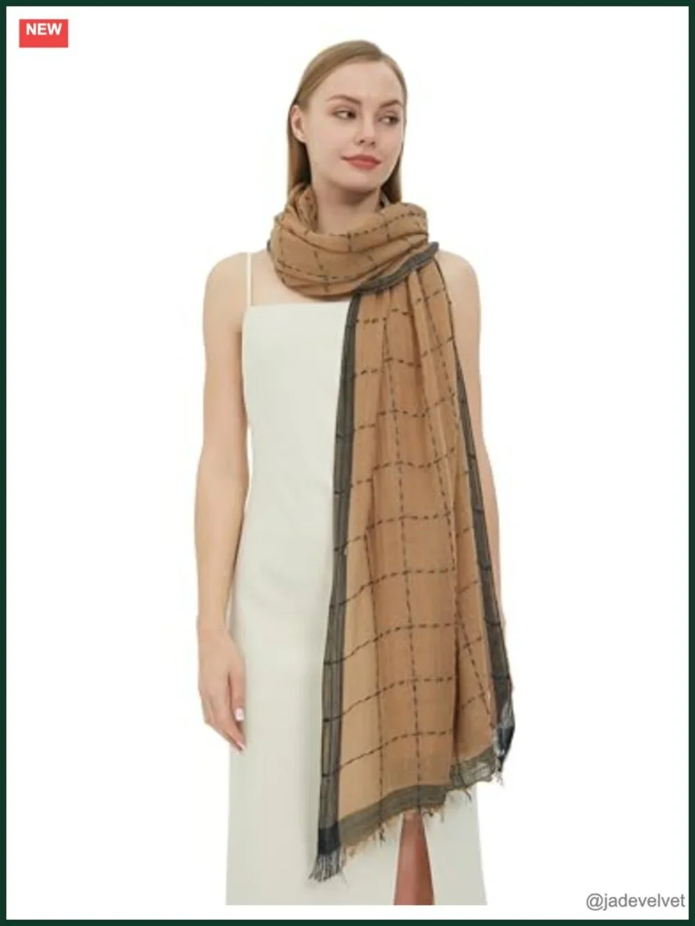 Fashion Scarf with Lurex Lightweight Shawl for Women Plaid Large Party Wrap